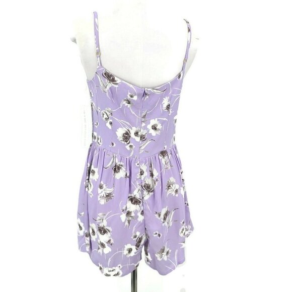 New Flynn Skye Alana Morning Bouquet Romper Womens Medium Button Front Lavender - Picture 5 of 8